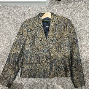 Collection B Paisley Blazer - Gold and Dark Blue